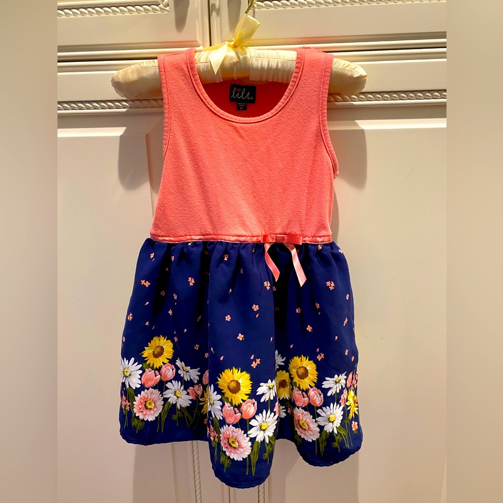Lilt pink and navy blue floral dress, size 4T